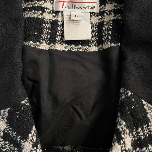 VTG Talbots Womens Plaid Checkered Button Up Wool Blend Blazer/Jacket Coat Sz 6 - Picture 3 of 10